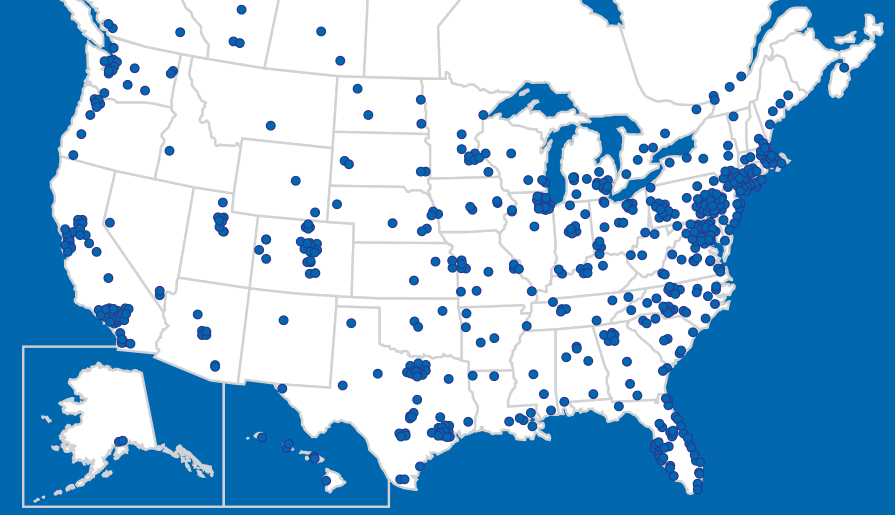 U.S. map of Beacon locations